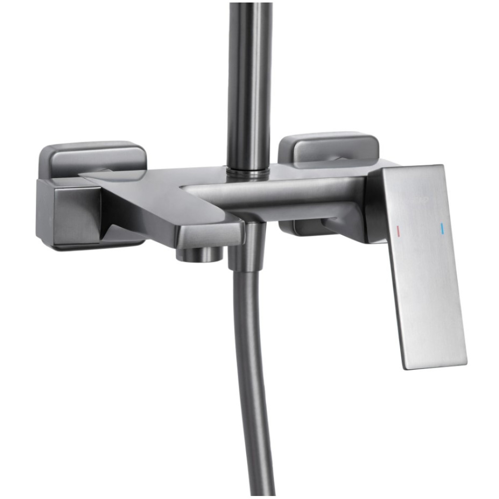 Душевая система универсальная Qtap Gemini Gunmetal Black PVD с изливом QTGEM111GMB45688