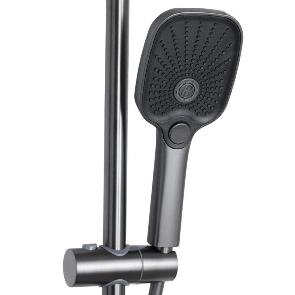 Душевая система универсальная Qtap Gemini Gunmetal Black PVD с изливом QTGEM111GMB45688