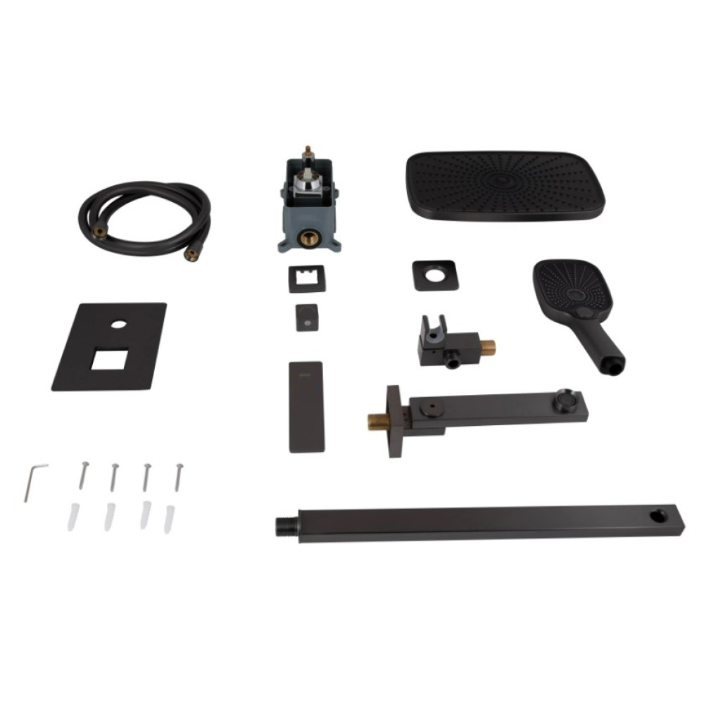 Душова система універсальна Qtap Gemini Gunmetal Black PVD прихованого монтажу QTGEM114GMB45704