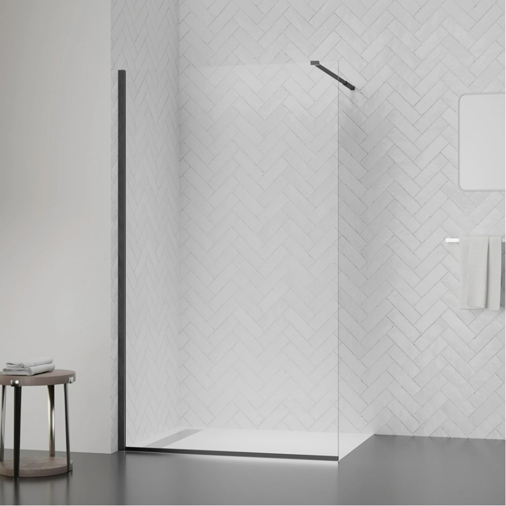 Душевая перегородка Qtap Walk-In Standard BLM201.C8 100х200 см, стекло Clear 8 мм, покрытие CalcLess