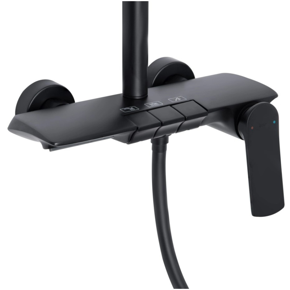 Душевая система универсальная Qtap Slavonice Black Matt с изливом QTSLA111BLM45906