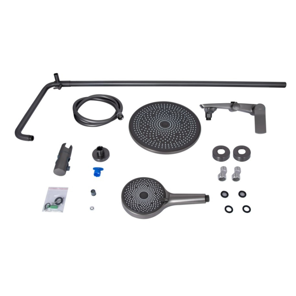 Душевая система универсальная Qtap Slavonice Gunmetal Black PVD с изливом QTSLA111GMB45910