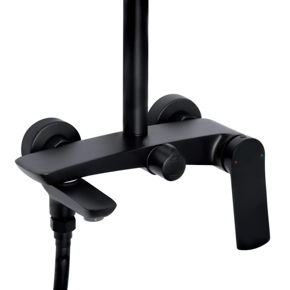 Душевая система универсальная Qtap Slavonice Black Matt с изливом QTSLA111BLM45911