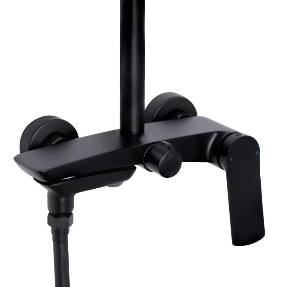 Душевая система универсальная Qtap Slavonice Black Matt с изливом QTSLA111BLM45911