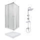 Набір Qtap душова кабіна Presto CRM1099SP5 + Піддон TERN 309912C + Душова панель Plava 1005 Chrome