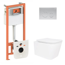 Набор Qtap Nest 4 в 1 подвесной унитаз Crow Ultra Quiet 520x360x290 + комплект установки QT05335172W48190