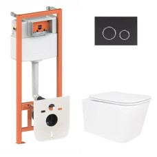 Набор Qtap Nest 4 в 1 подвесной унитаз Crow Ultra Quiet 520x360x290 + комплект установки QT05335172W48193
