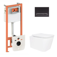 Набор Qtap Nest 4 в 1 подвесной унитаз Crow Ultra Quiet 520x360x290 + комплект установки QT05335172W48196