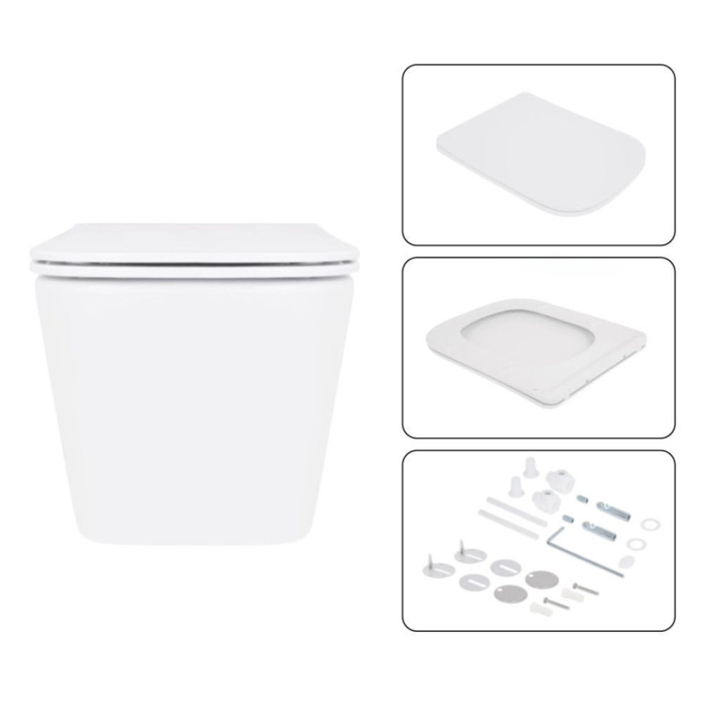 Набор Qtap Nest 4 в 1 подвесной унитаз Crow Ultra Quiet 520x360x290 + комплект установки QT05335172W48196