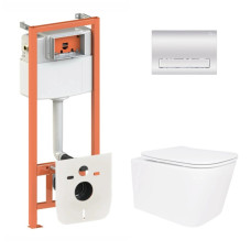 Набор Qtap Nest 4 в 1 подвесной унитаз Crow Ultra Quiet 520x360x290 + комплект установки QT05335172W48199