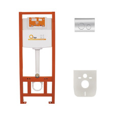 Набор инсталляция 4 в 1 Qtap Nest ST с круглой панелью смыва QT0133M425M11112CRM