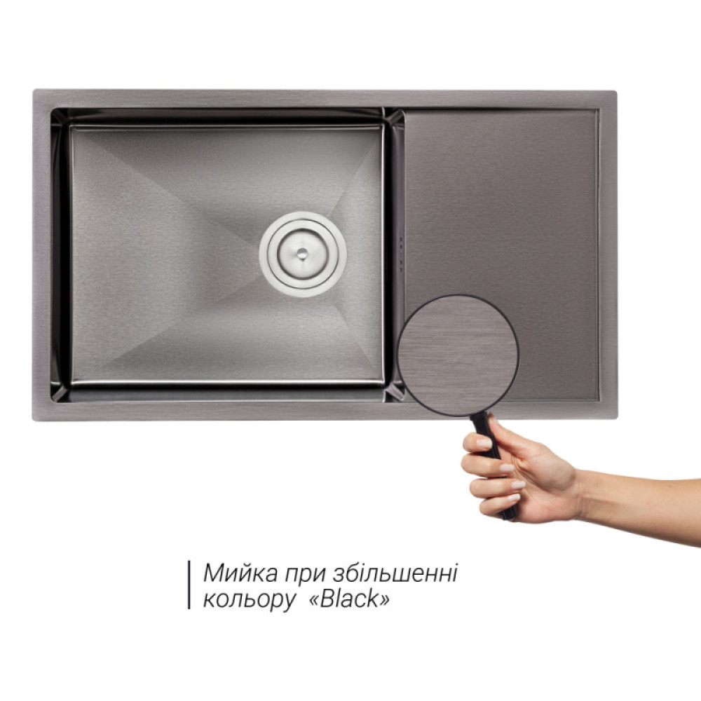 Кухонна мийка Qtap D7844BL Black 3.0 / 1.2 мм (QTD7844BLPVD12)