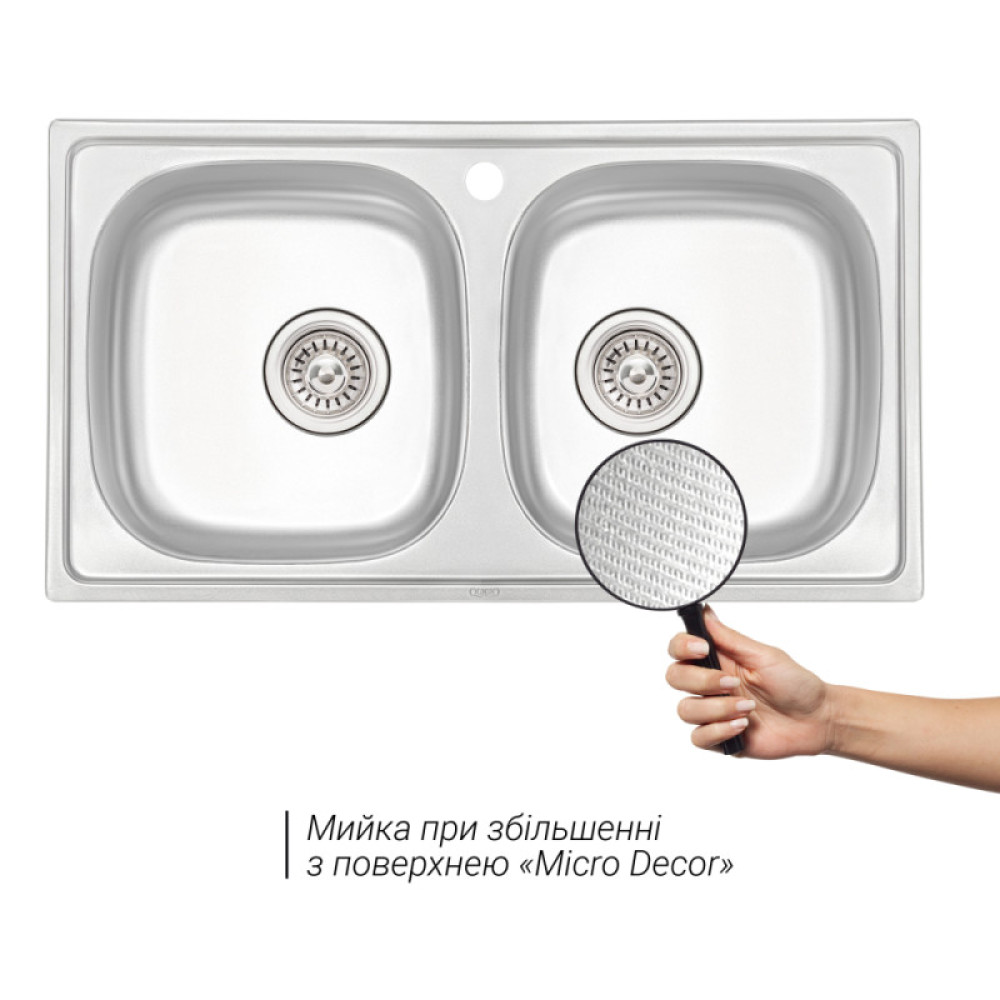 Кухонна мийка Qtap 7843-B Micro Decor 0,8 мм (QT7843BMICDEC08)