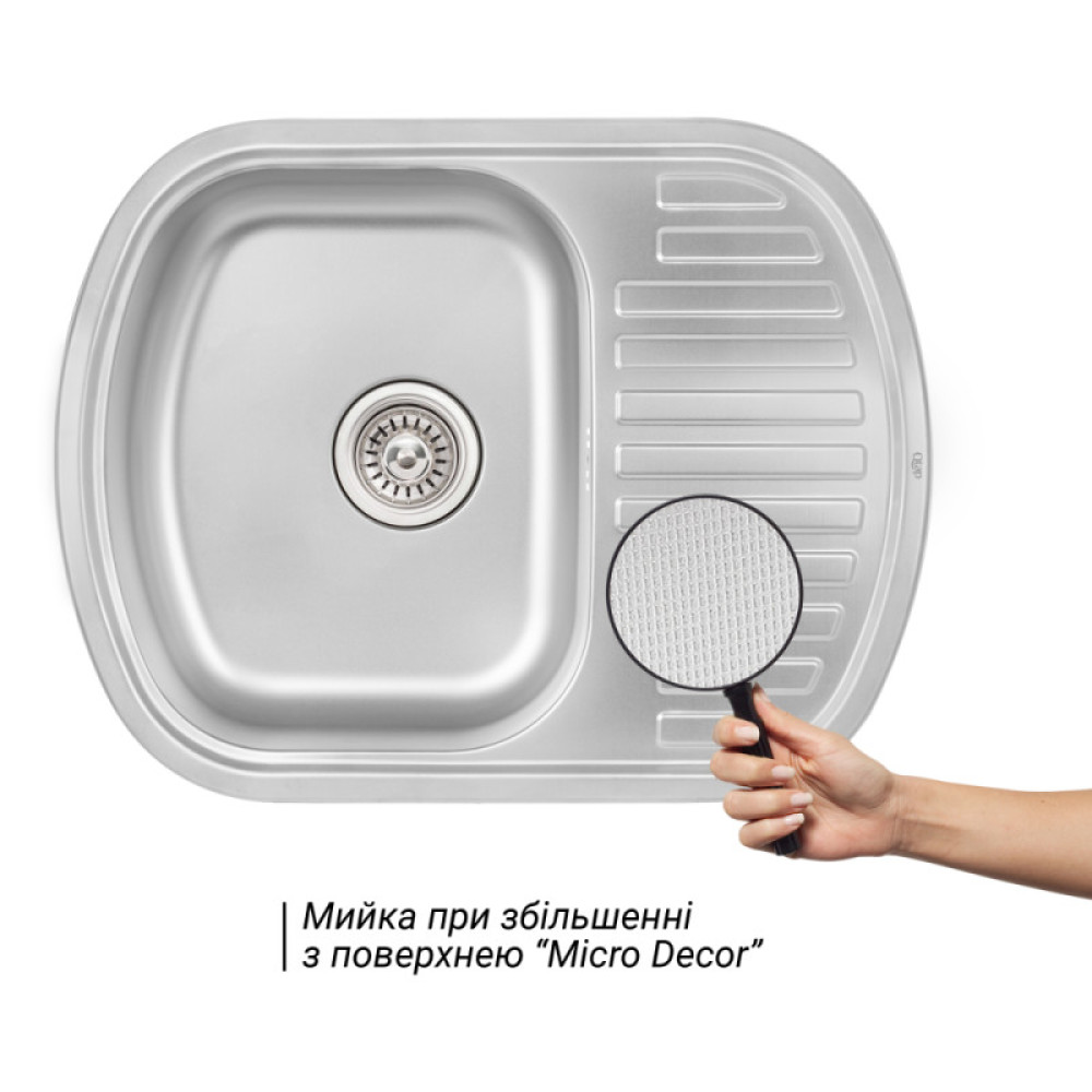Кухонна мийка Qtap 6349 Micro Decor 0,8 мм (QT6349MICDEC08)