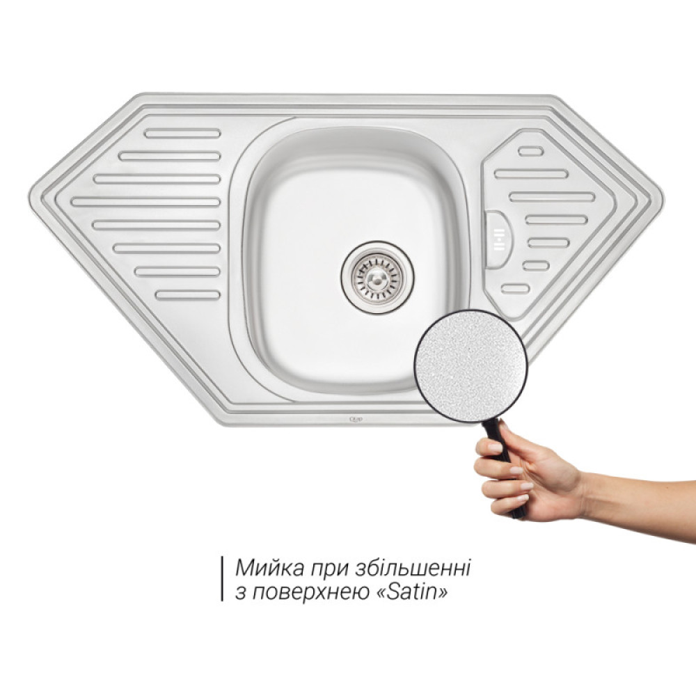 Кухонна мийка Qtap 9550 Satin 0,8 мм (QT9550SAT08)