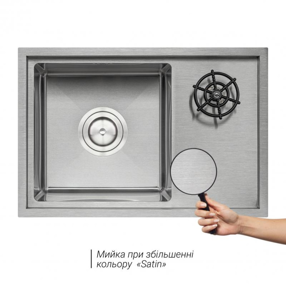 Кухонна мийка з кришкою і омивачем Qtap DC5638 3.0 / 1.2 мм Satin (QTDC56383012)