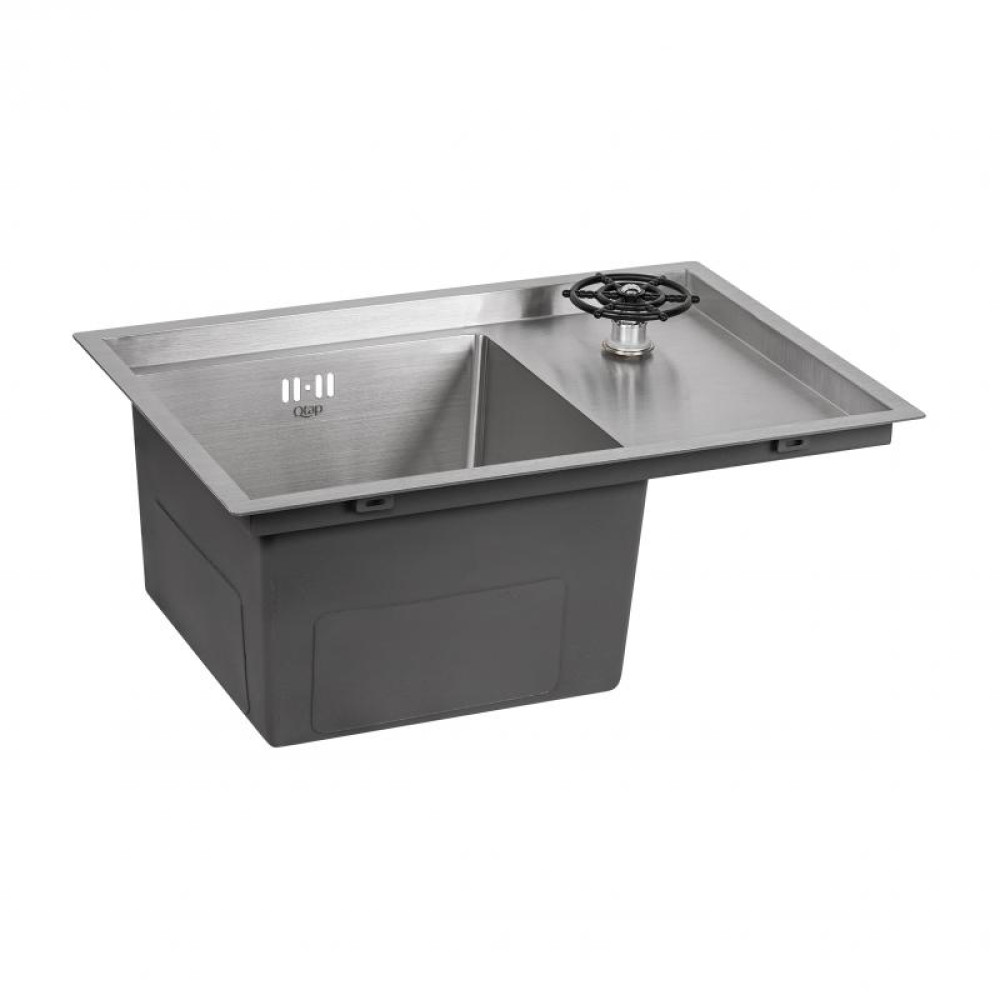 Кухонна мийка з кришкою і омивачем Qtap DC5638 3.0 / 1.2 мм Satin (QTDC56383012)