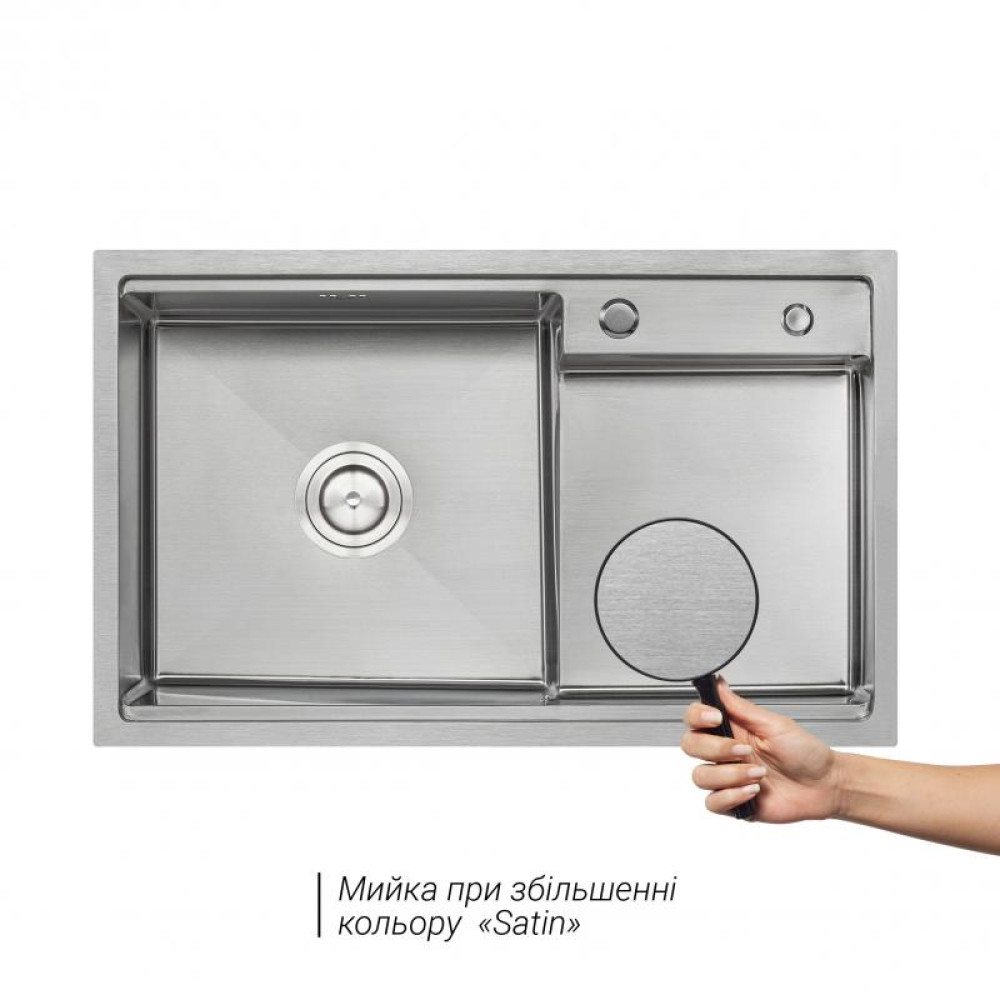 Кухонна мийка Qtap D7848-L 3.0 / 1.2 мм Satin (QTD7848L3012)