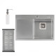 Кухонна мийка Qtap DK6845R 3.0 / 1.2 мм Satin + сушарка + дозатор для миючого засобу