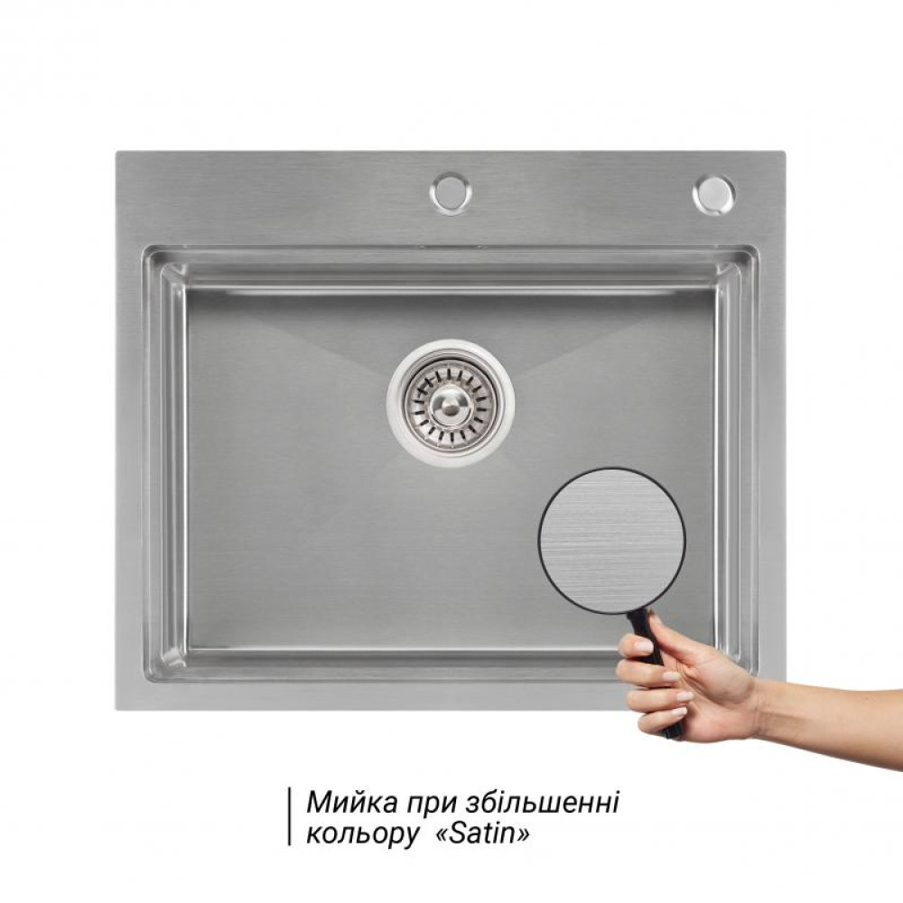 Кухонна мийка Qtap DH6050 3.0 / 1.2 мм Satin + сушарка + дозатор для миючого засобу