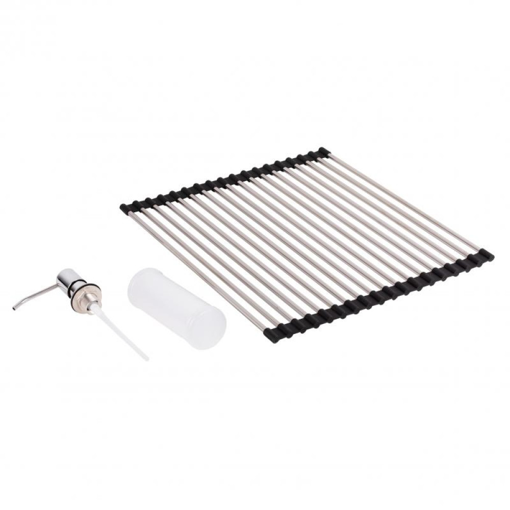 Кухонна мийка Qtap DH6050 3.0 / 1.2 мм Satin + сушарка + дозатор для миючого засобу