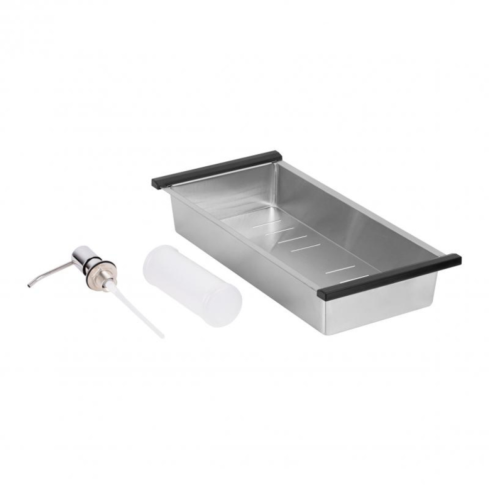 Кухонна мийка Qtap DK7850R 3.0 / 1.2 мм Satin + сушарка + дозатор для миючого засобу
