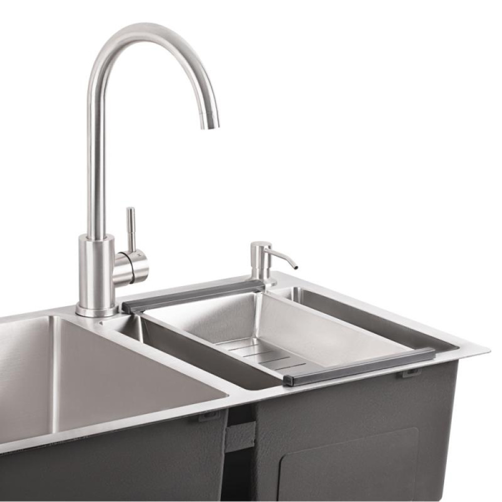 Кухонна мийка Qtap S7843 2.7 / 1.0 мм Satin + змішувач + сушарка + дозатор для миючого засобу