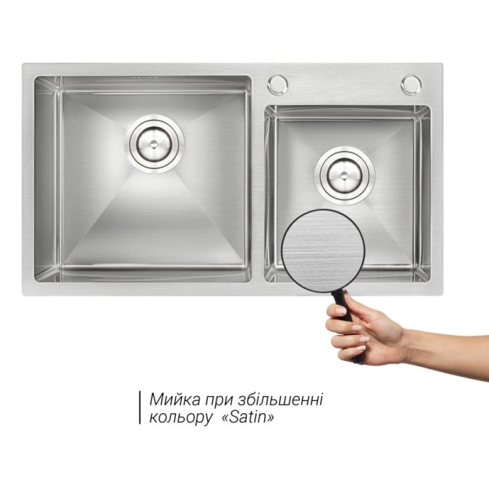 Кухонна мийка Qtap S7843 2.7 / 1.0 мм Satin + змішувач + сушарка + дозатор для миючого засобу