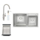 Кухонна мийка Qtap S7843 2.7 / 1.0 мм Satin + змішувач + сушарка + дозатор для миючого засобу