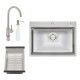 Кухонна мийка Qtap D6045 2.7 / 1.0 мм Satin + змішувач + сушарка + дозатор для миючого засобу