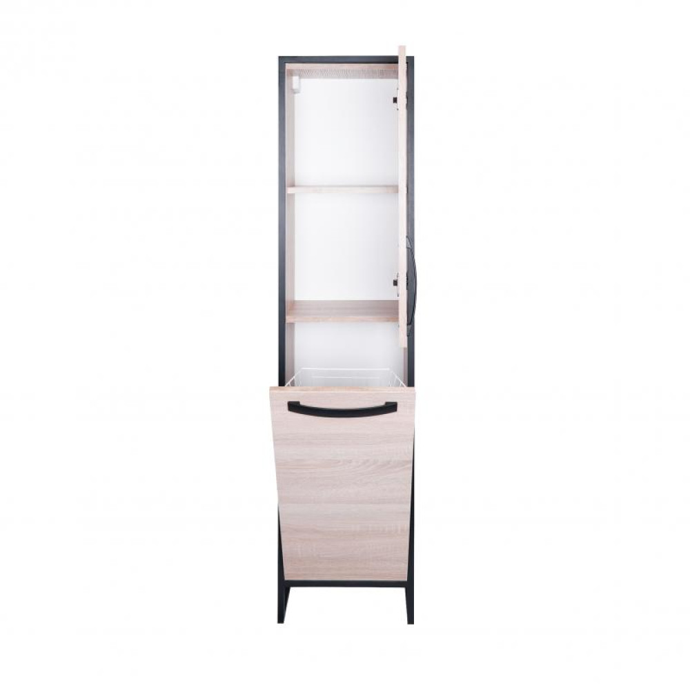 Пенал підлоговий Qtap Taurus 350х1750х300 Whitish oak з кошиком для білизни QT2475PN175KRWO