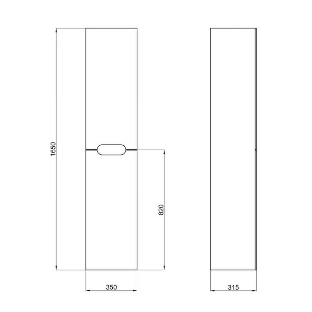 Пенал підвісний Qtap Virgo 350х1600х316 Black / White QT1876PP1652RBW