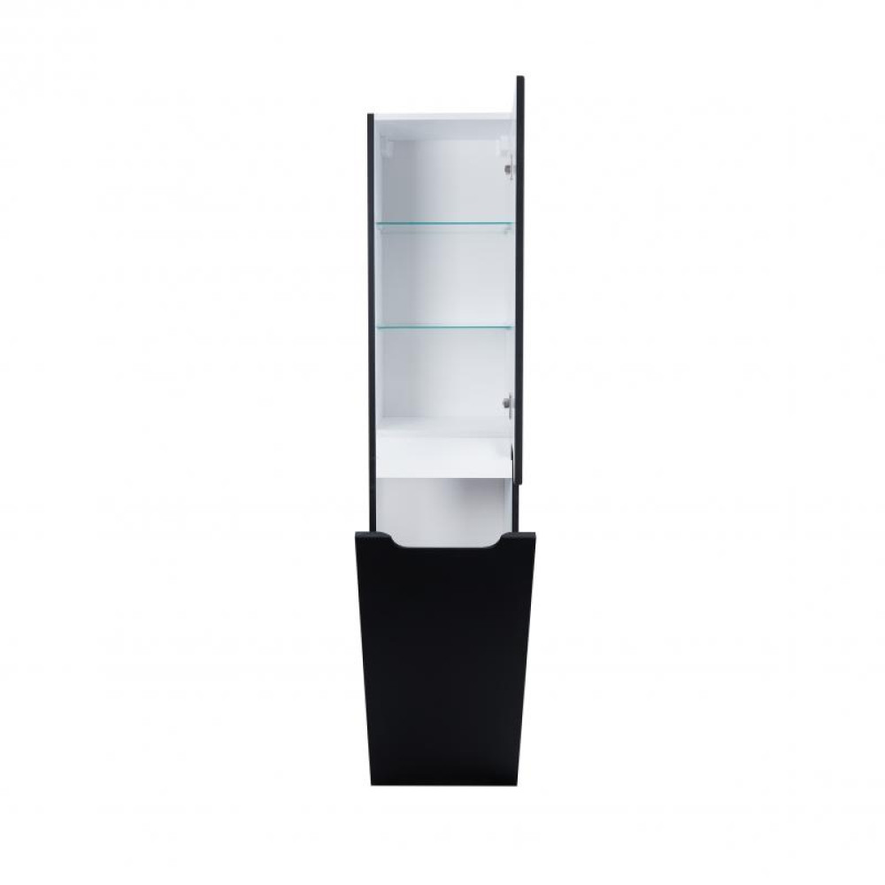 Пенал підвісний Qtap Virgo Black/White з кошиком для білизни QT1876PP1652KRBW