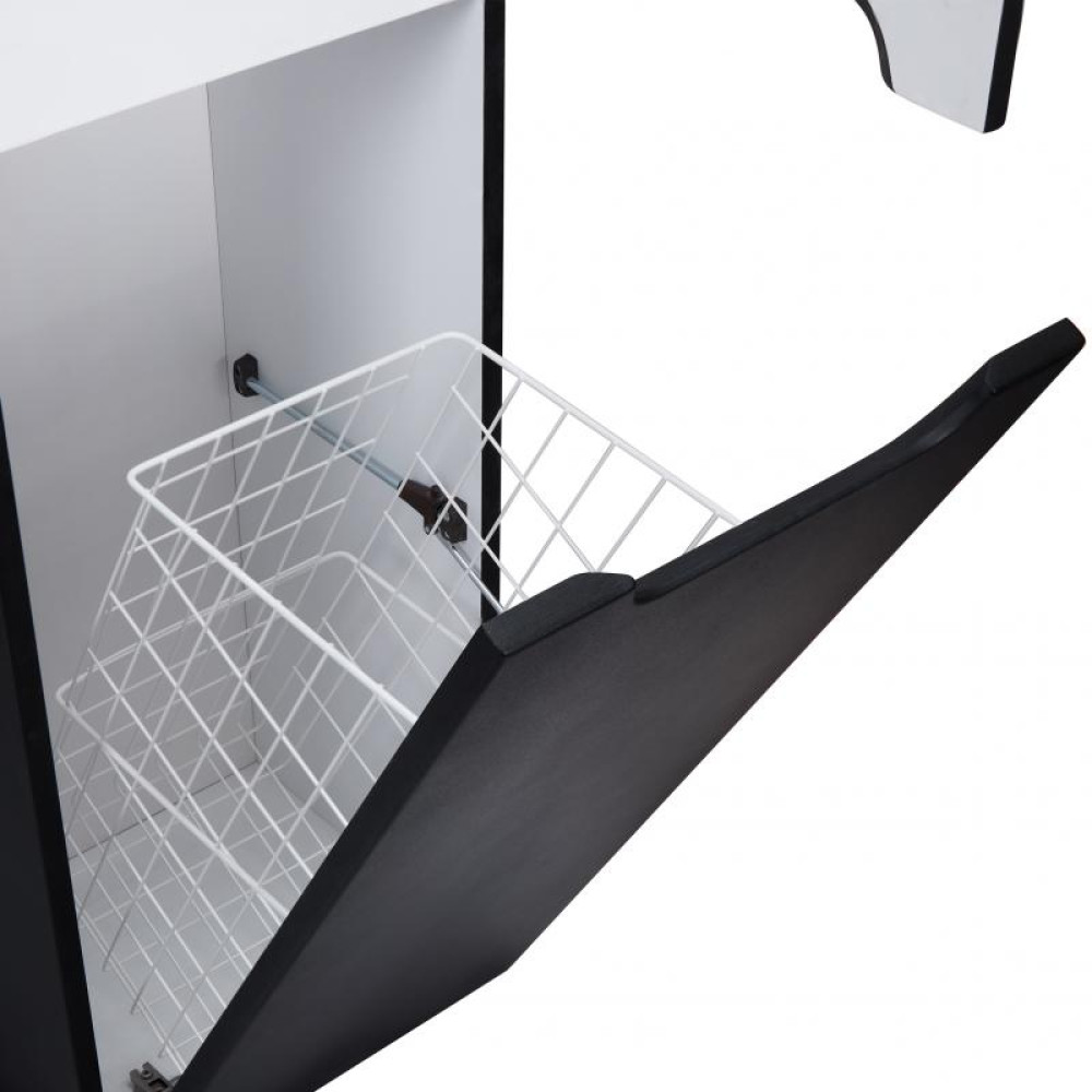 Пенал підвісний Qtap Virgo Black/White з кошиком для білизни QT1876PP1652KRBW