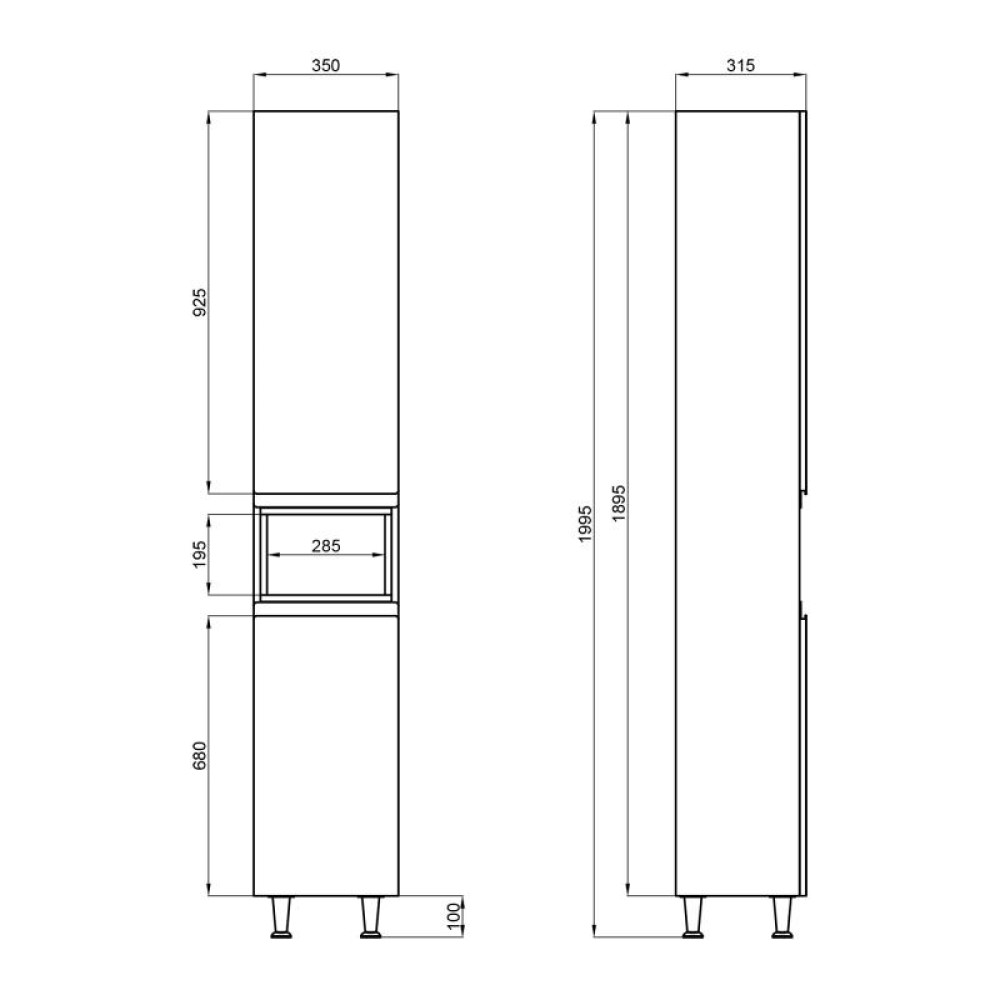 Пенал підлоговий Qtap Robin White/Whitish oak QT1376PN1651RWWO