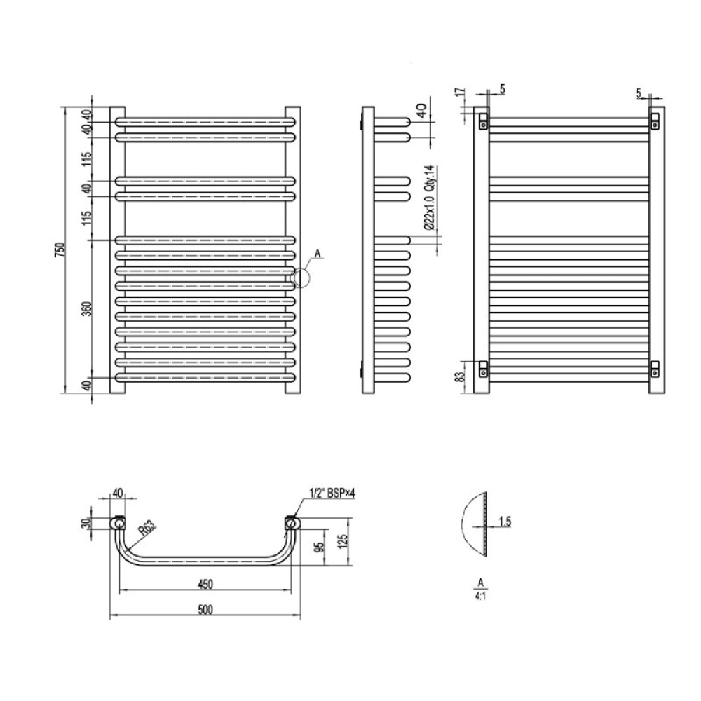 Сушарка для рушників водяна Q-TAP Glory (WHI) P14 750x500 HY
