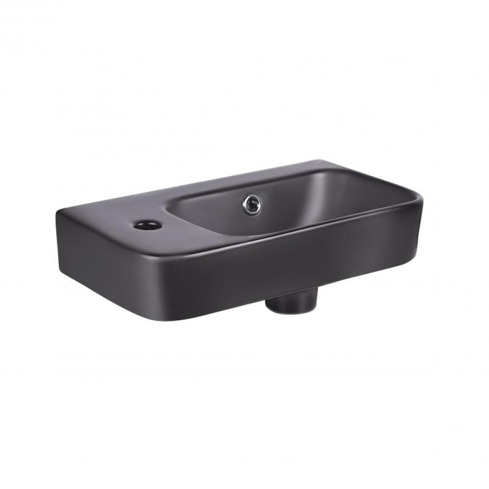 Раковина Qtap Tern Matt black з донним клапаном QT17115117LMB