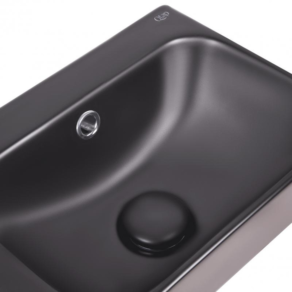 Раковина Qtap Tern Matt black з донним клапаном QT17115117LMB