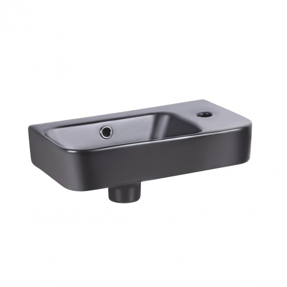 Раковина Qtap Tern Matt black з донним клапаном QT17115117RMB