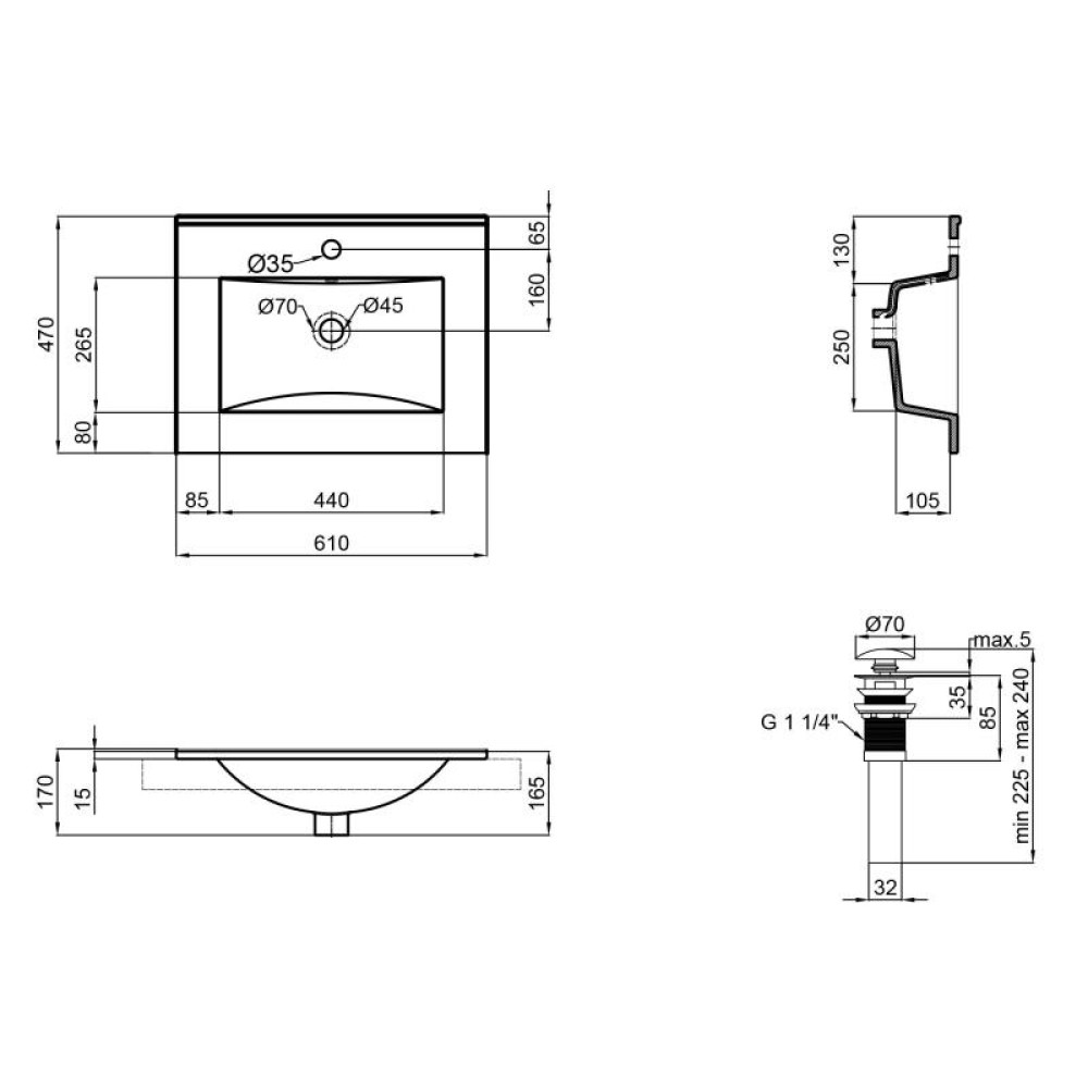 Раковина Qtap Albatross New з донним клапаном QT0111750660W