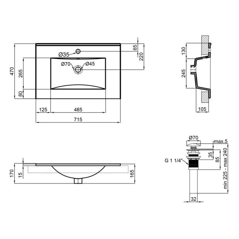 Раковина Qtap Albatross New з донним клапаном QT0111750670W