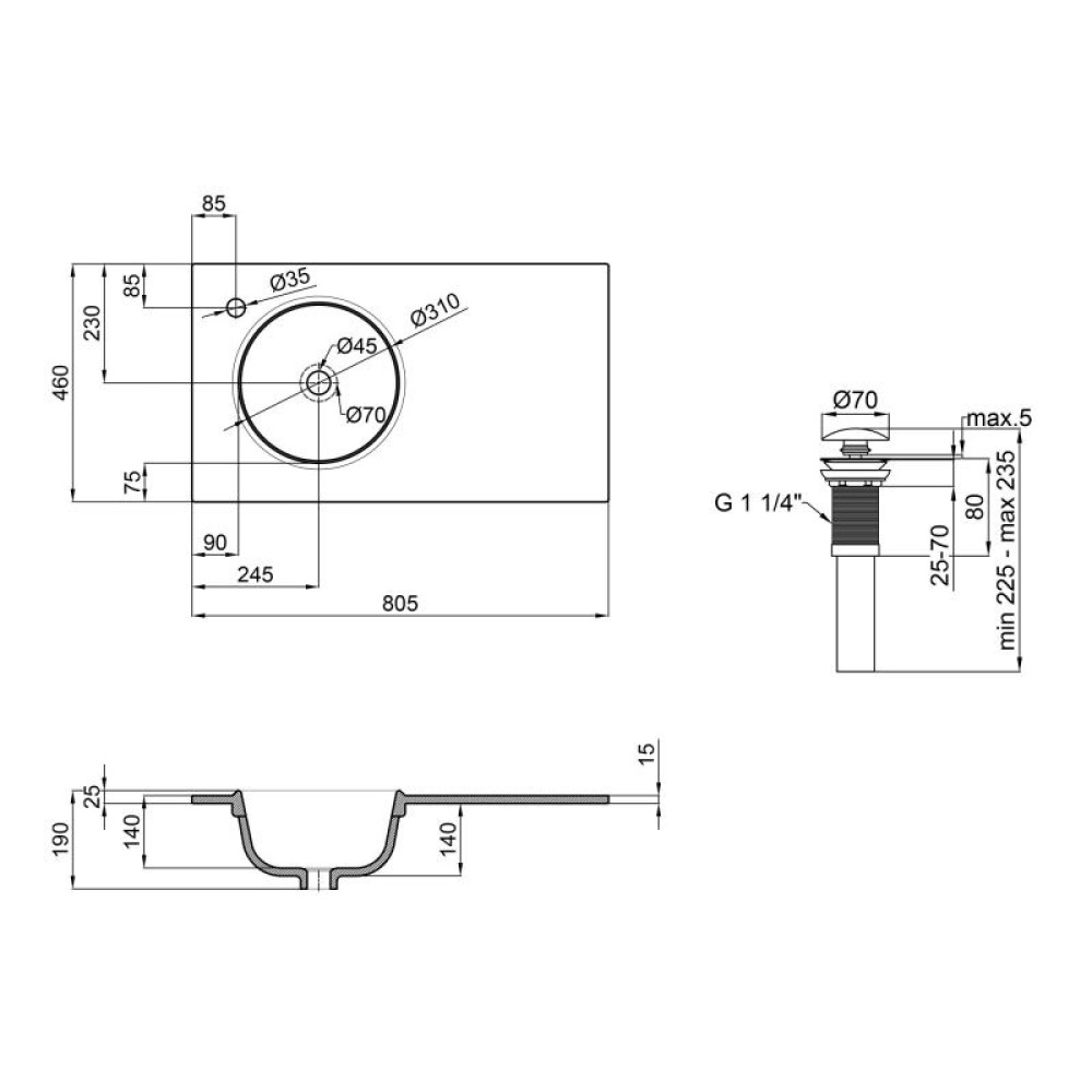 Раковина Qtap Virgo QT1811FL8130ALLW з донним клапаном