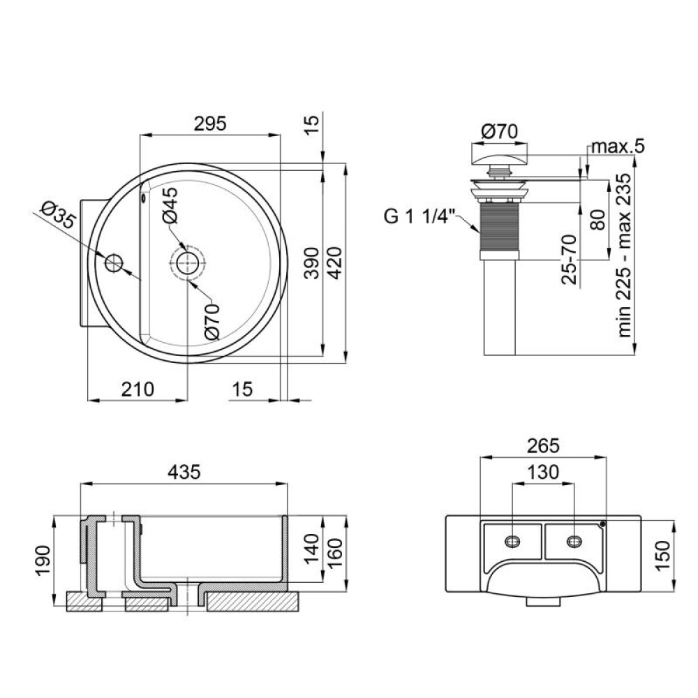 Раковина Qtap Swan QT1611A005W з донним клапаном
