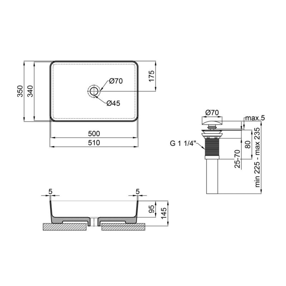 Раковина Qtap Tern QT1711A055W з донним клапаном