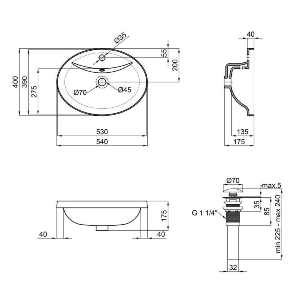 Раковина Qtap Stork QT1511L737W з донним клапаном