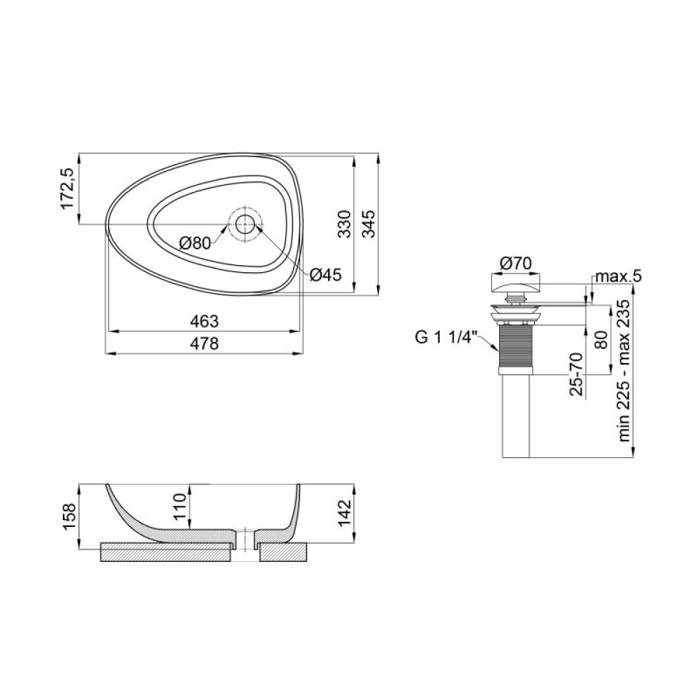 Раковина Qtap Leo QT1111A053W з донним клапаном