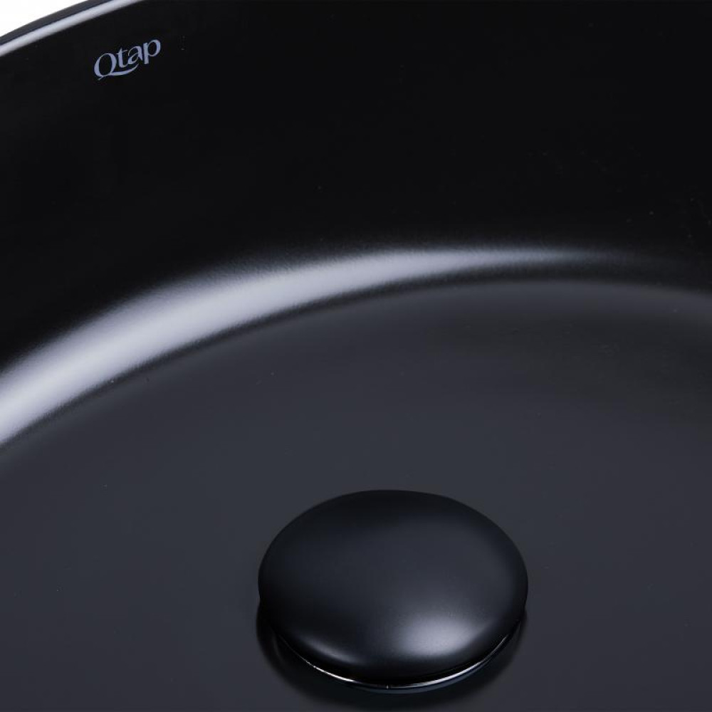 Раковина-чаша Qtap Leo Matt black з донним клапаном QT1111A052MB