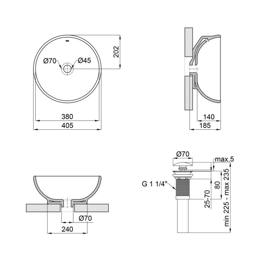 Раковина-чаша Qtap Robin WHITE QT1311A004W з донним клапаном