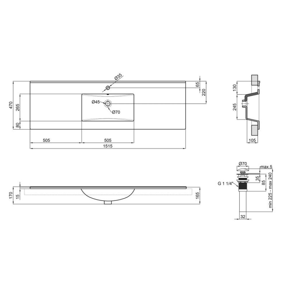 Раковина Qtap Albatross E White з донним клапаном QT01119150EW