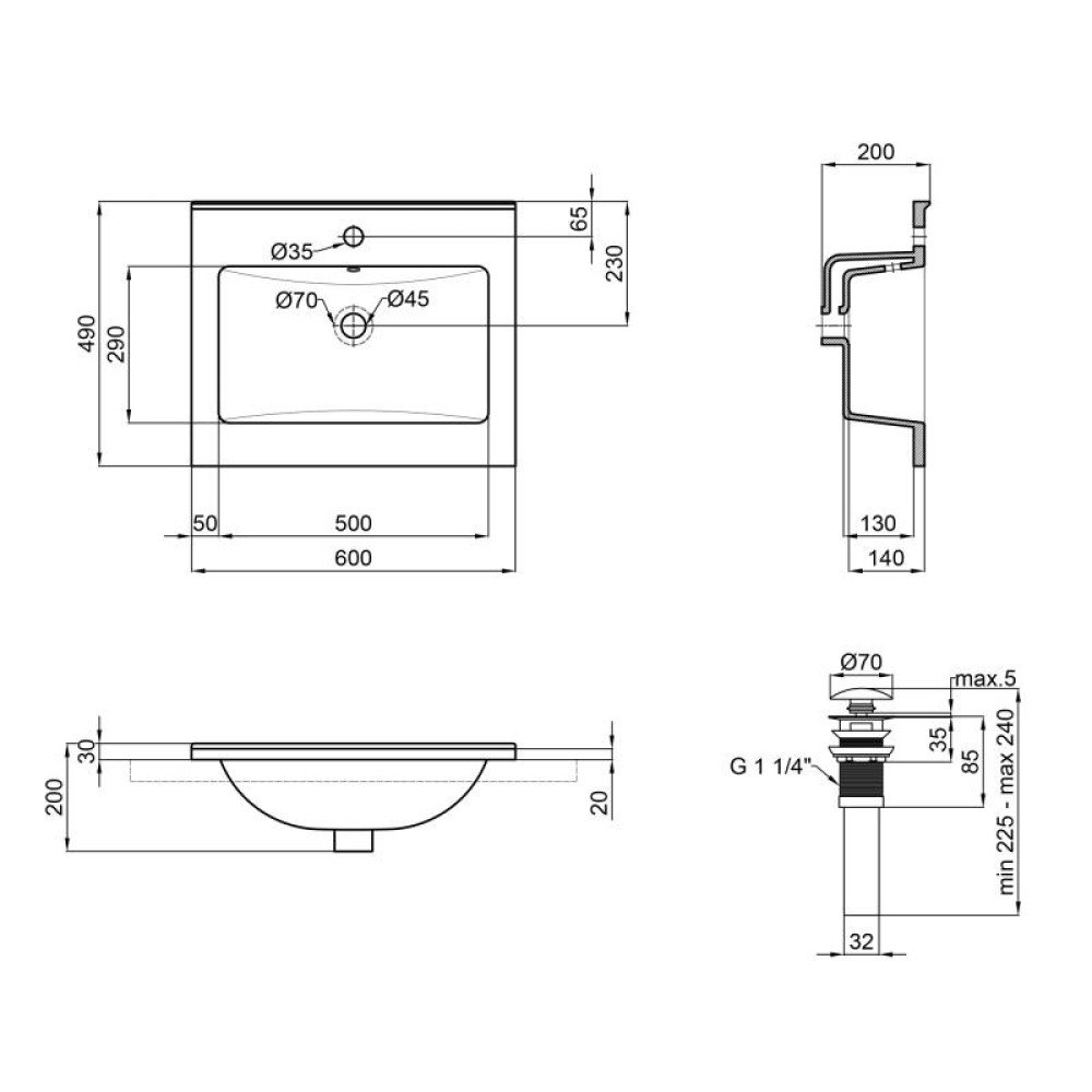 Раковина Qtap Albatross E49 White з донним клапаном QT01119060E49W